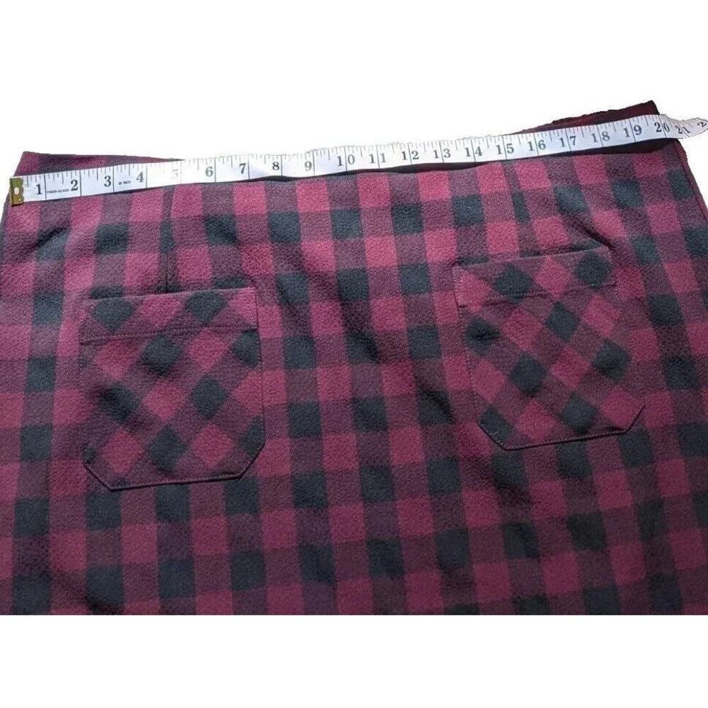 J. Jill Skirt Elastic Waist Pull On Mini Lined Pockets Check Size 2X